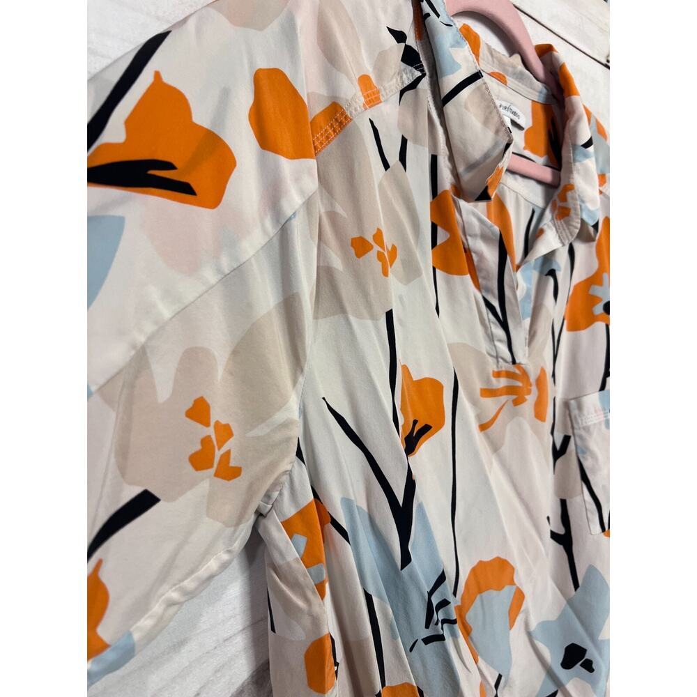 dvf diane von furstenburg silk top size 6 orange flowers beige - Picture 2 of 7